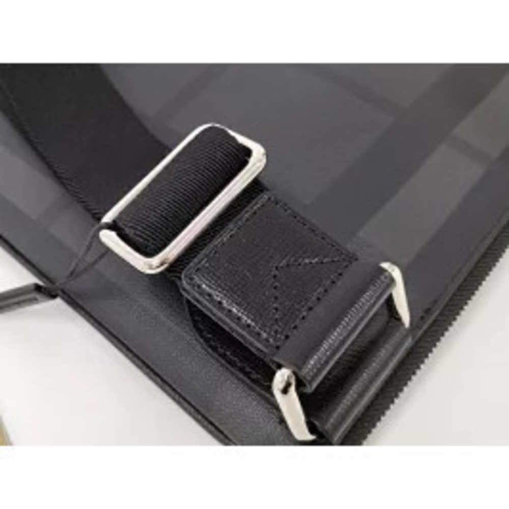 BURBERRY Shoulder Bag Messenger Check Leather Black - Picture 5 of 9